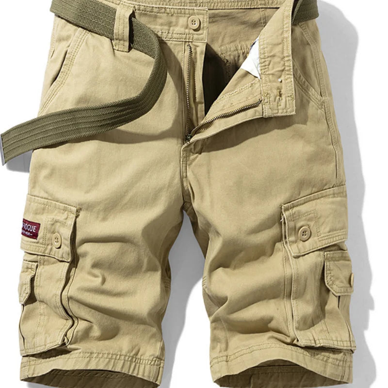 Men's Plaid Cargo Beach Shorts — Multi-Pocket Casual Bermuda Shorts