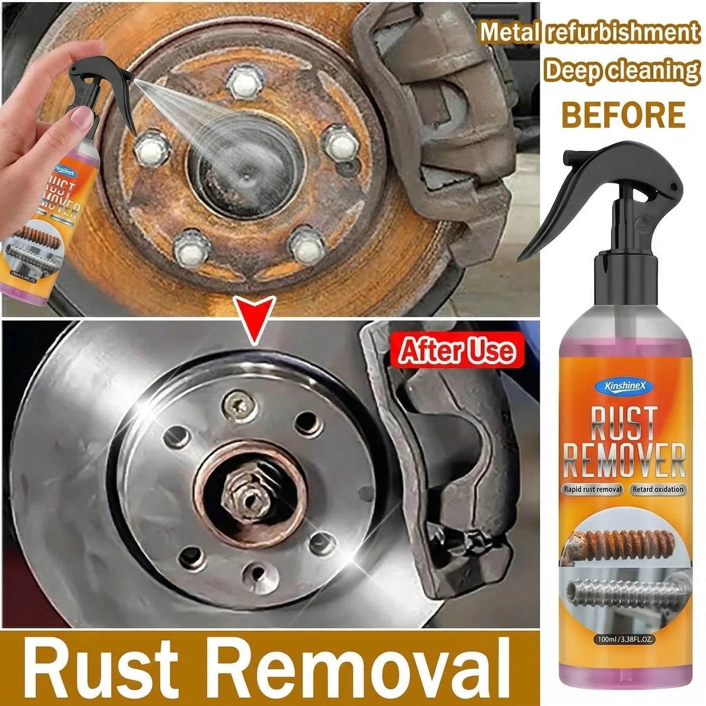 Multifunctional car rust remover used for removing rust providing surface protection on car brake pads iron metal surface 1/3PCS