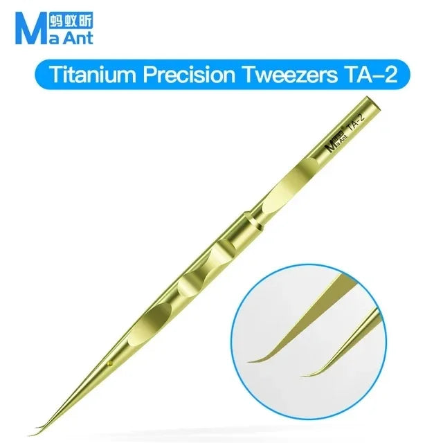 MaAnt TA-1 TA-2 High-Precision Titanium Alloy Tweezers Stainless Steel Phone Mainboard Copper Wire Repair Non-Magnetic Forceps
