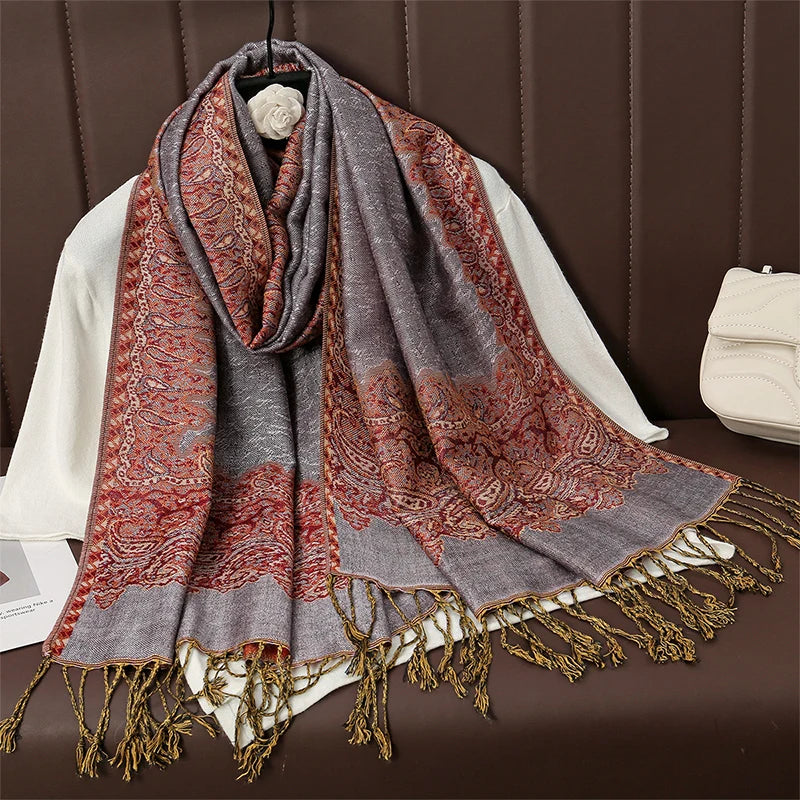 Women's Printed Pashmina Shawl, Soft Winter Scarf