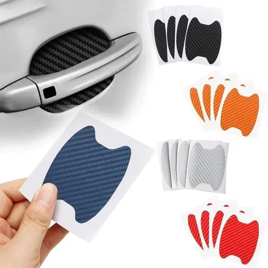 4 Pack Carbon Fiber Car Door Protection Stickers - Scratch Resistant