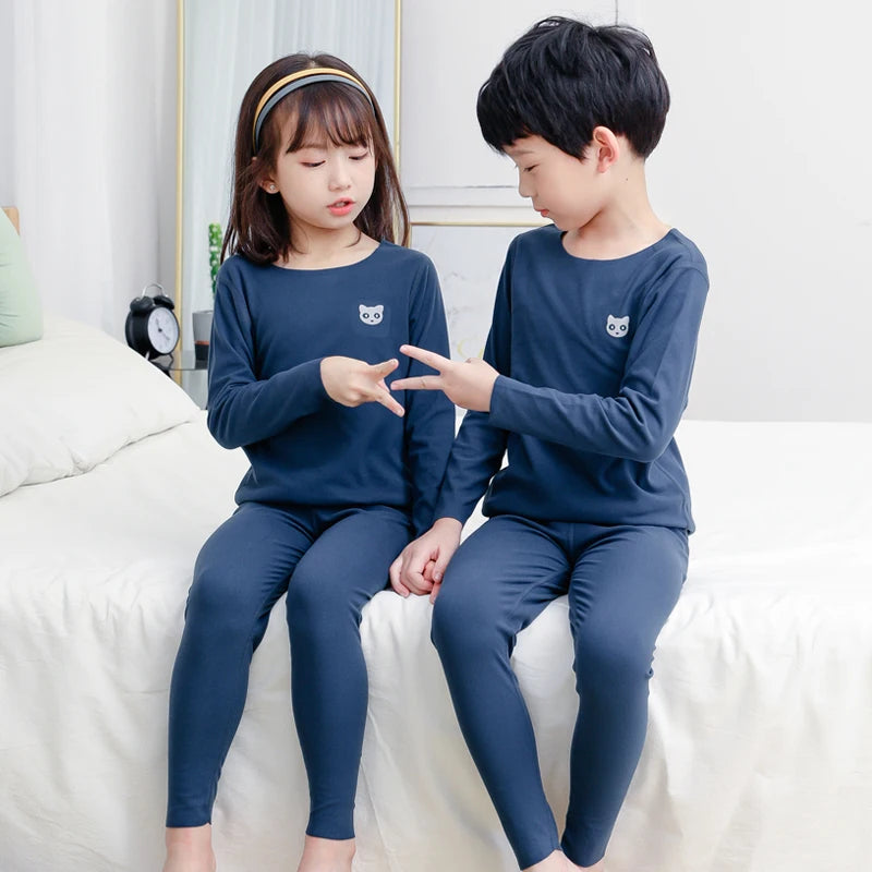 Kids Thermal Underwear Top and Pants - Autumn Winter Base Layer Set - photo 5