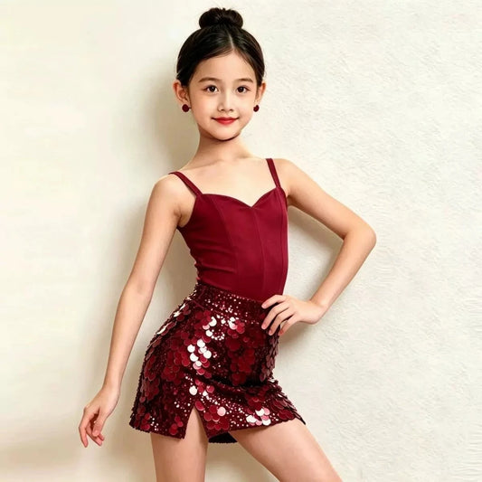 Girls glitter Latin dress for cha cha, samba and rumba