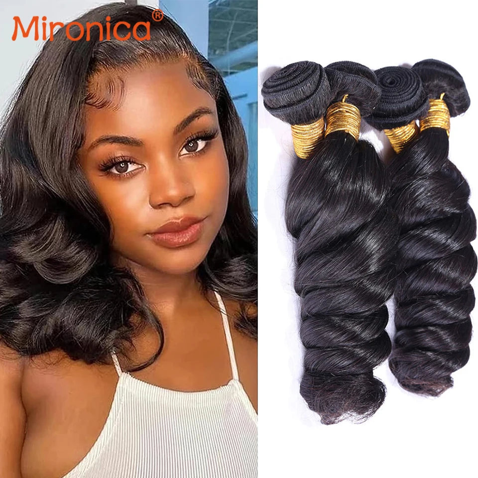 Brazilian Raw 12A Loose Wave Human Hair Bundles 100% Unprocessed Double Weft Weave Hair Extensions #1B 1/2/3/4 Body Wave Bundles