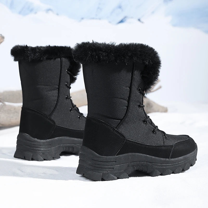 Women's Fleece Lined Mid-Calf Snow Boots - Thick High-Top Winter Boots - photo 3