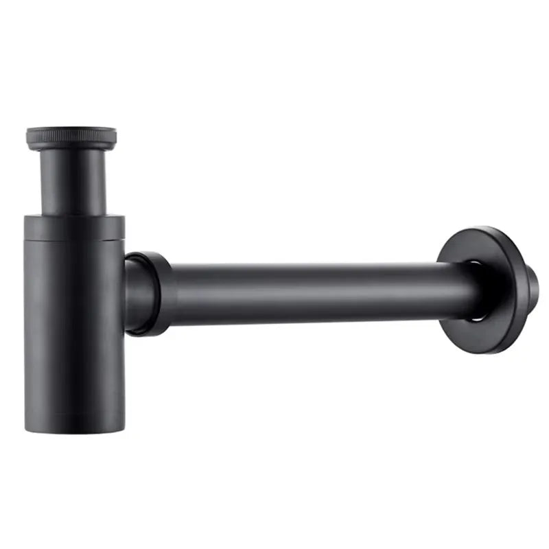 Wash Basin Bottle Plumbing P-Trap Bathroom Sink Siphon Drain Sewer Pipe Kit Luxury Matt Black High Quality Brass Body