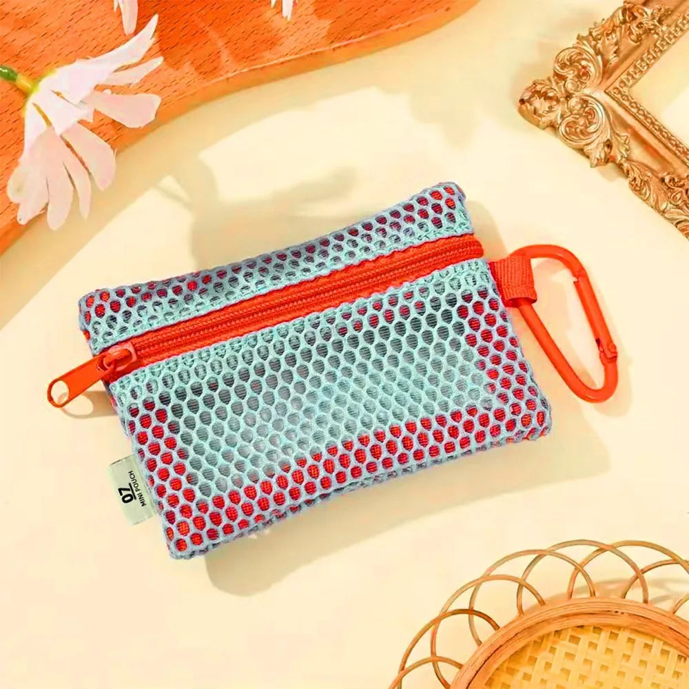 Stylish Lightweight Mesh Cosmetic Bag Portable Square Makeup Storage Bag Zipper Multi-purpose Sundries Organizer Toiletry Pouch