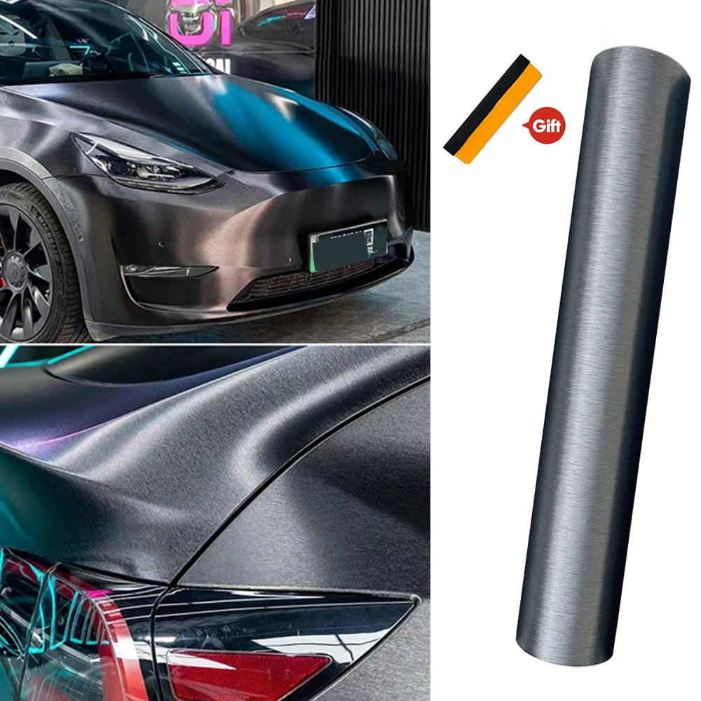 Matt Brushed Aluminum Vinyl Wrap Film Silver Car Stickers PVC Self Adhesive Protection Sticker Air Release Motorbike Accessories