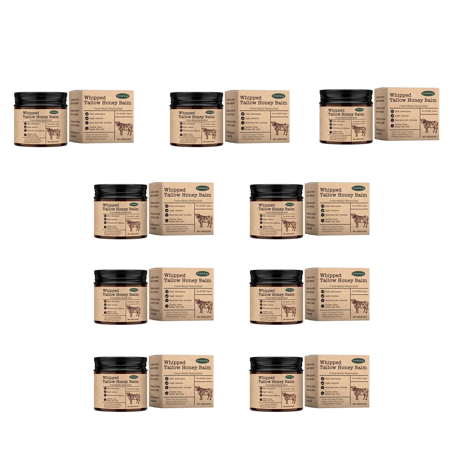 WoodSleep Whipped Beef Tallow Balm - Grass-Fed Tallow & Wild Honey