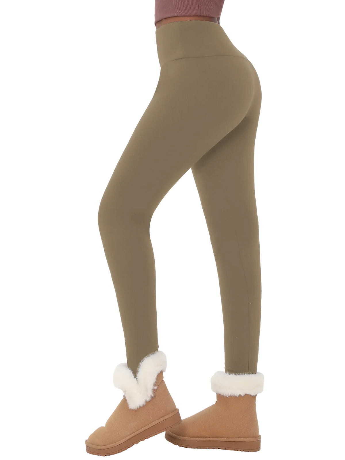 Women's Fleece Lined High Waist Yoga Leggings - Thick Workout Tights - photo 11