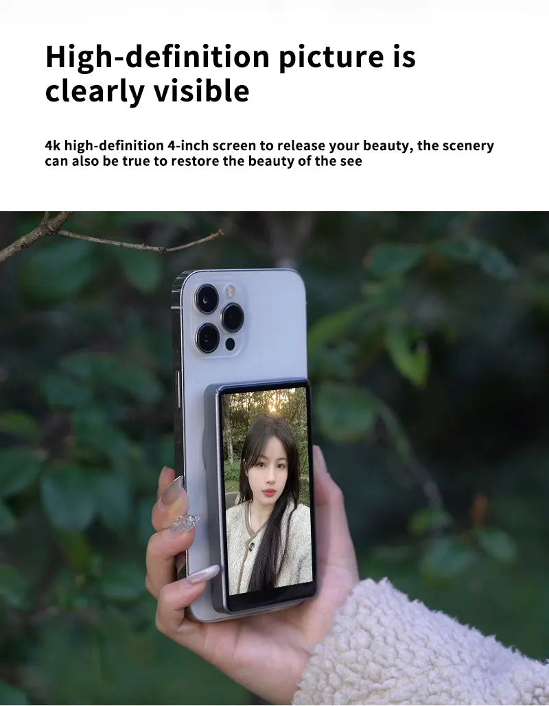 Mobile screen splitter selfie wireless display screen long-distance transmission monitor synchronized live broadcast Vlog screen