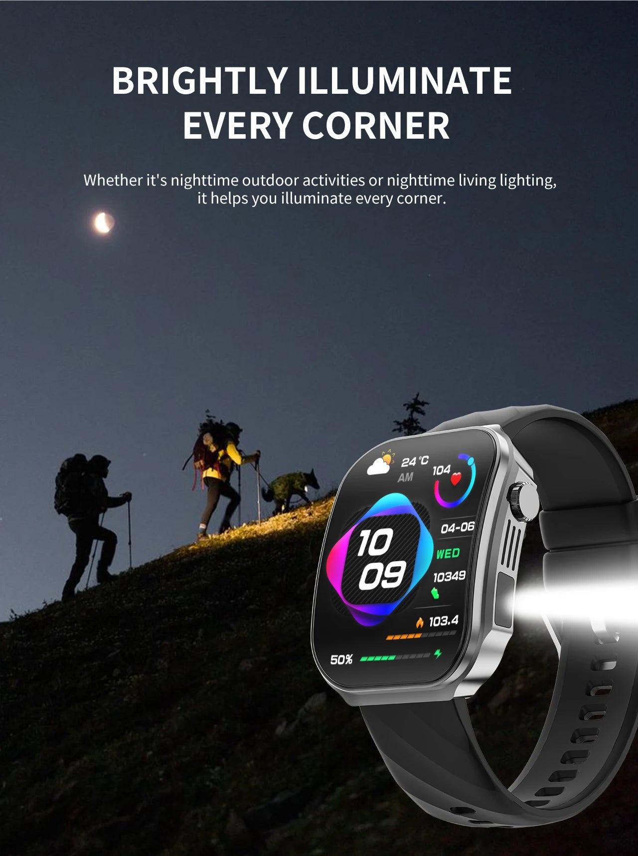 LIGE BWU15 Smart Watch – 2.2" 3D Curved Screen, BT Calling, Heart Rate, Blood Oxygen & 100+ Sports Modes | IP67