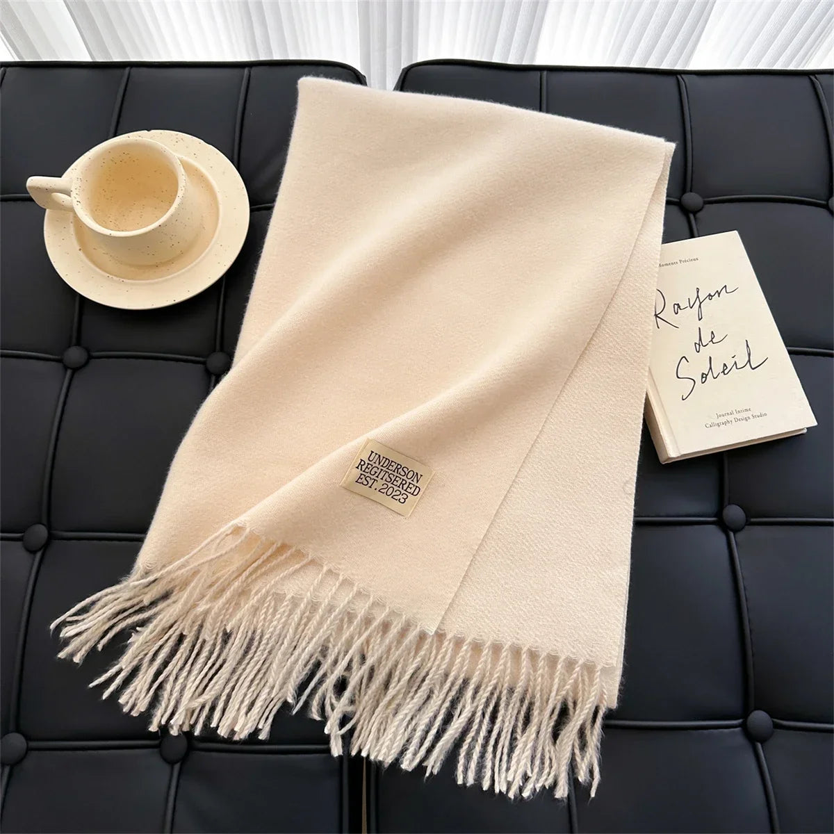 Women's Solid Tassel Scarf - Long Cashmere-Feel Blanket Wrap - photo 8