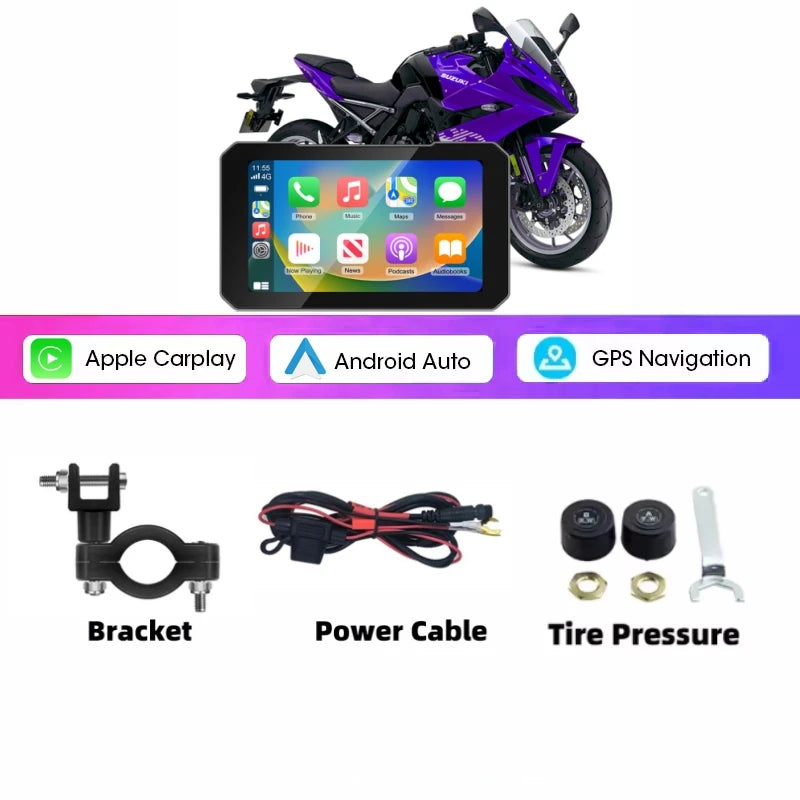 5" IP67 Waterproof Motorcycle Navigator with Wireless CarPlay & Android Auto