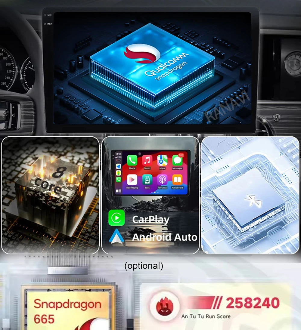 Android Car Stereo with CarPlay & Android Auto (QLED) — Chevrolet Silverado & GMC Sierra (2014–2018)
