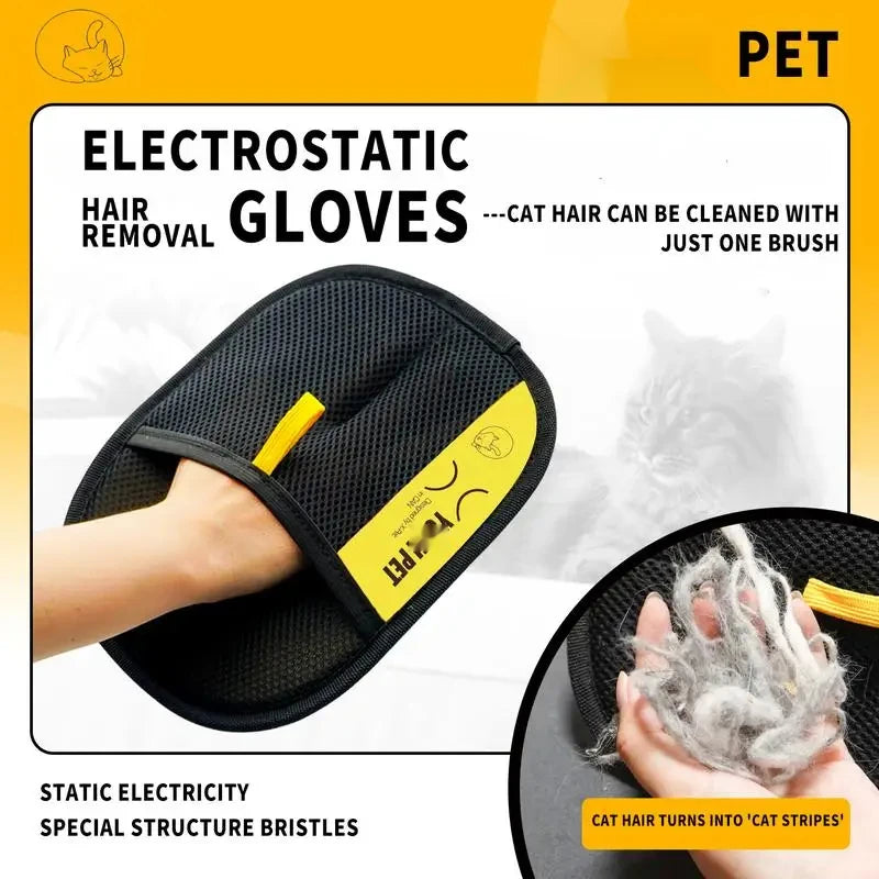 Two-Way Electrostatic Pet Hair Removal Glove – Static Brush for Cat & Dog Fur on Clothes & Furniture | 1–2 Pack