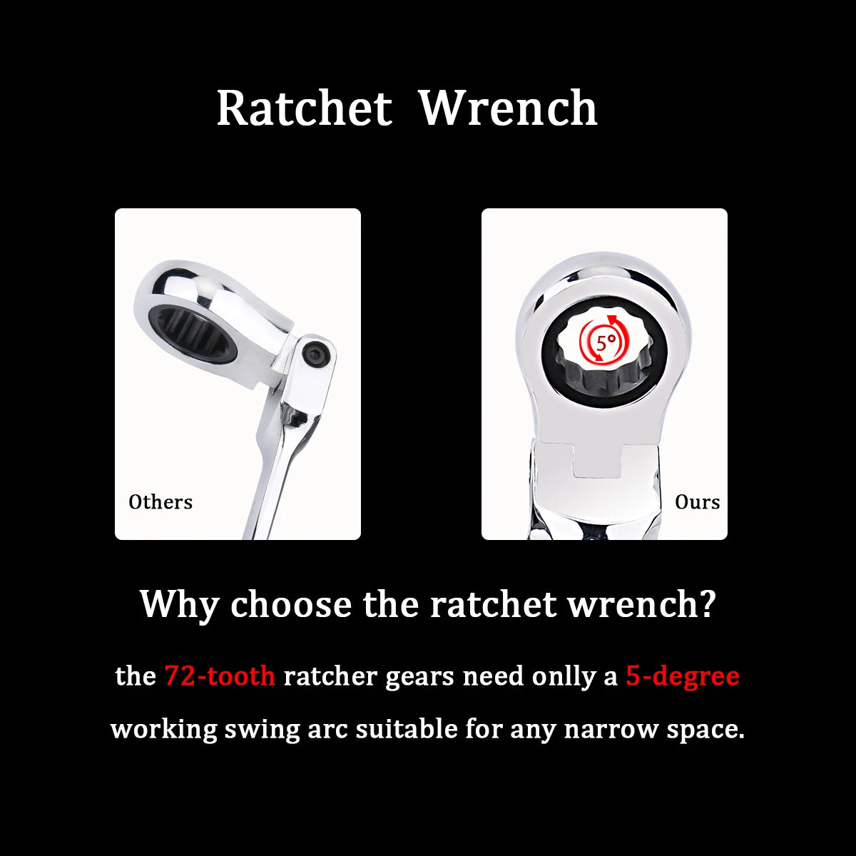 Ratchet Wrench Combination Metric Flex Head Ratcheting Wrench Metric Standard 11-15mm Sturdy Chrome Vanadium Steel Spanner Tools