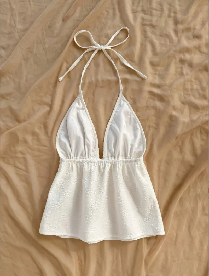 Women's tie-back textured V-neck camisole — view 10 of 12