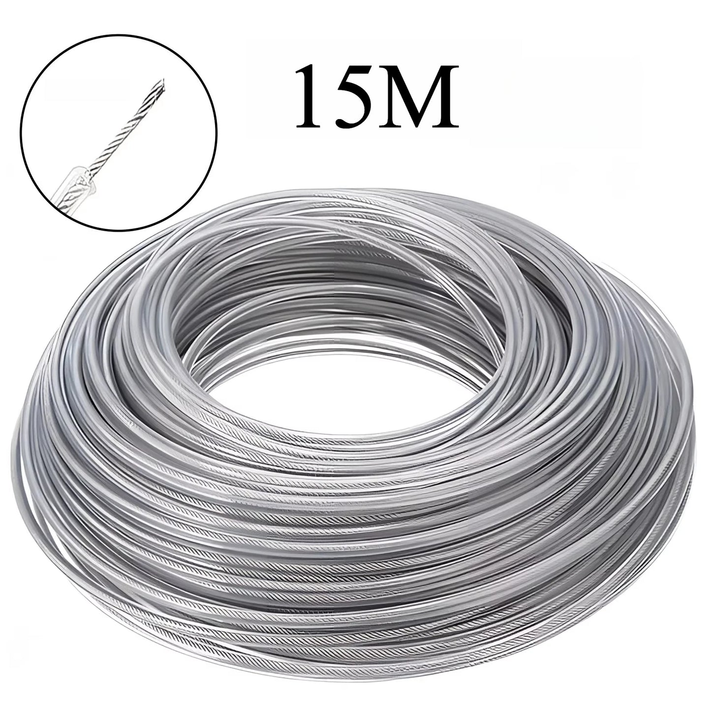 5/10/15M 2.0～4.0mm Steel Core Trimmer Line Grass Cutting Rope Heavy Duty Weed Wacker String with Wire Steel For Lawn Mowing