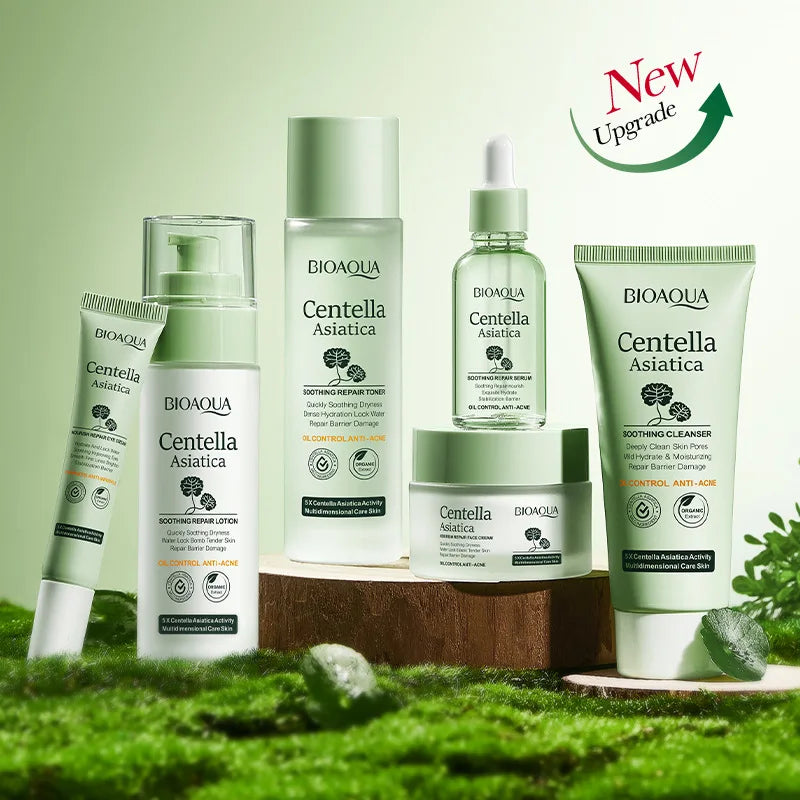 6pcs/set BIOAQUA Centella Skin Care Sets Moisturizing Anti-Aging Face Facial Cleanser Face Cream Serum Eye Cream Skin Care Kit