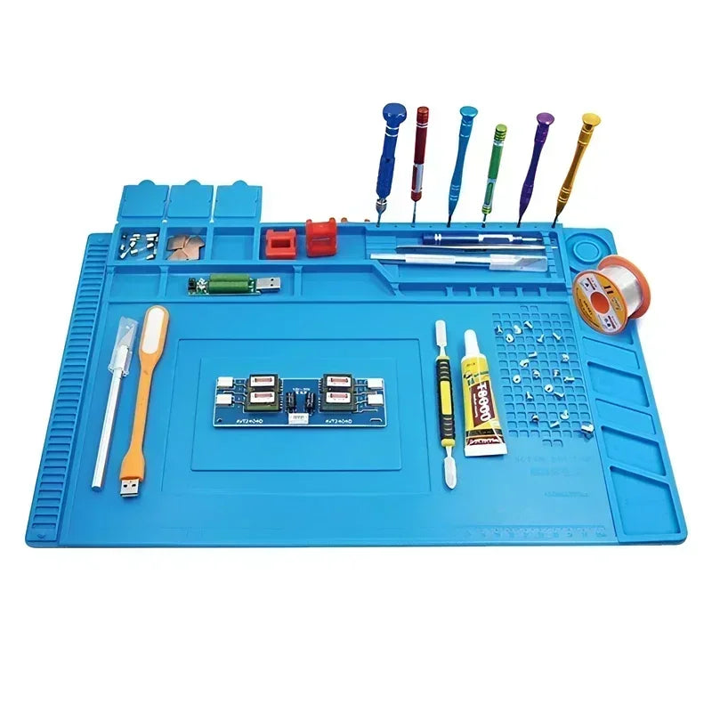 Magnetic Mat Silicone Repair Mat Circuit Board Soldering Pad Heat Resistant 932°F Anti-Static for ESD Iron Phone Repair