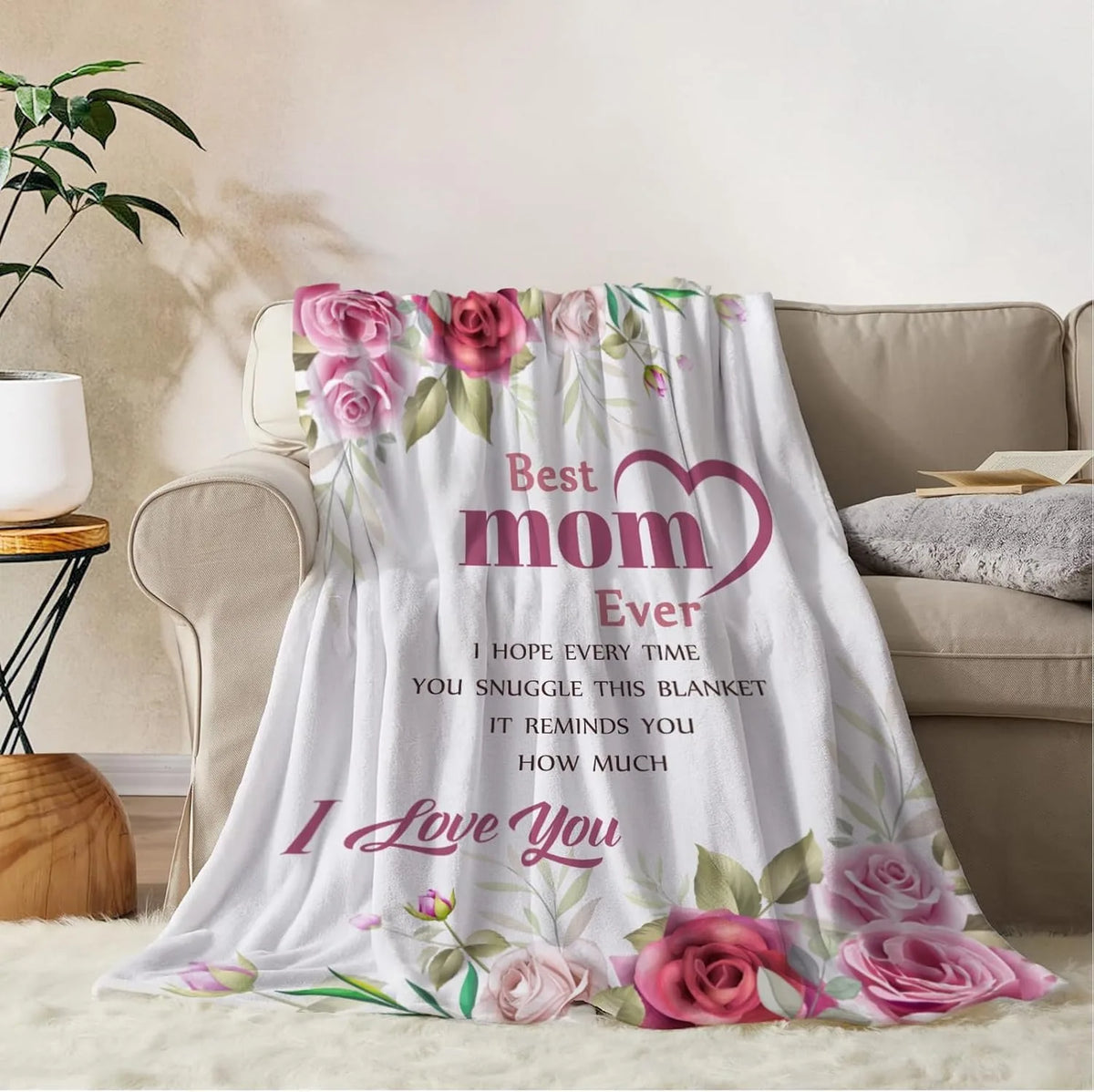 Gift for Mom Flannel Throw Blanket with Loving Message