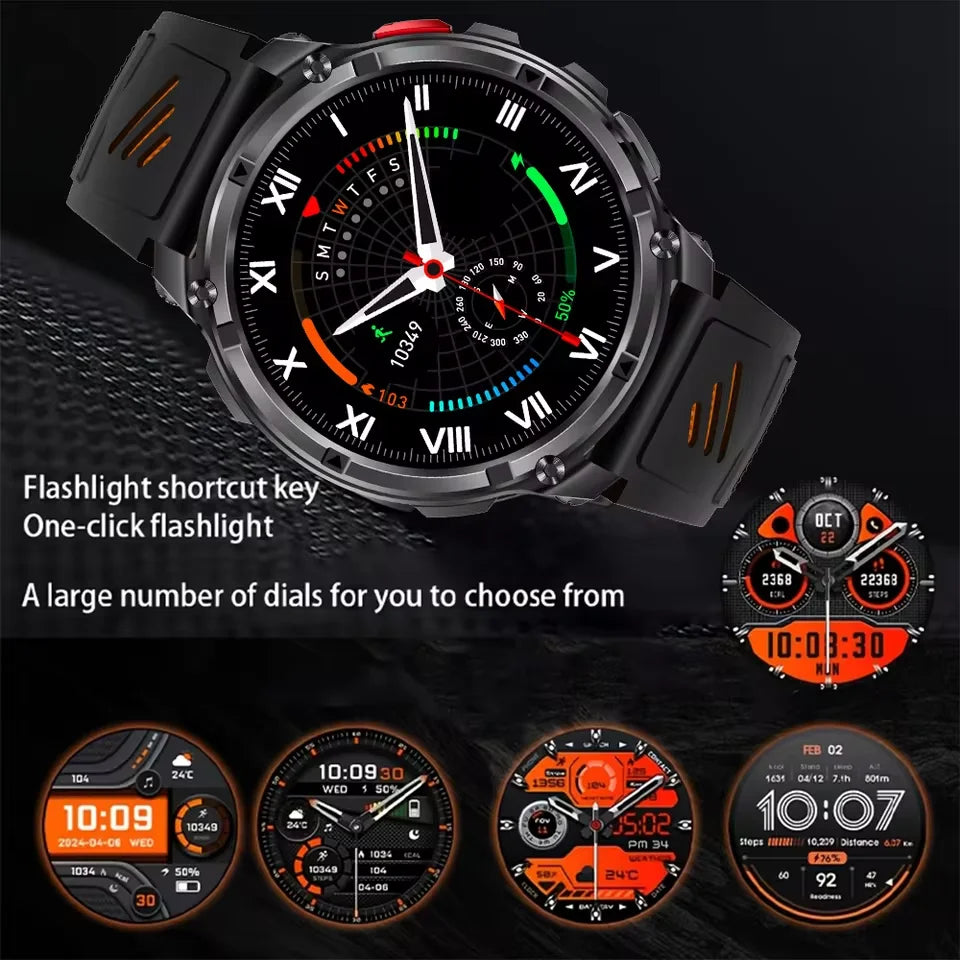 2026 New 1100mah AMOLED Smart Watch Men 170+Sport Fitness LED Flashlight IP69 Waterproof Bluetooth call GPS track Smartwatch iOS