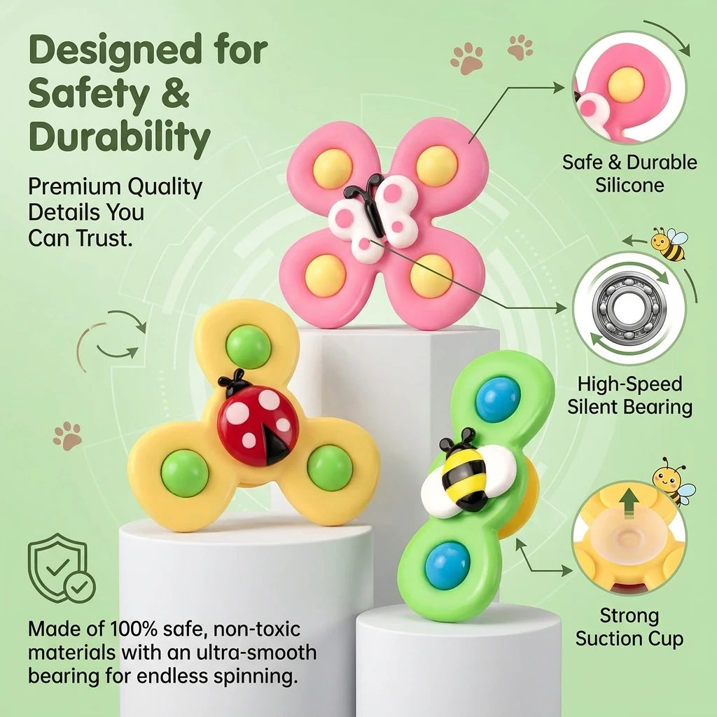 Suction Cup Cat Toy Set - Spinning Windmill & Insect Teasers – photo 2