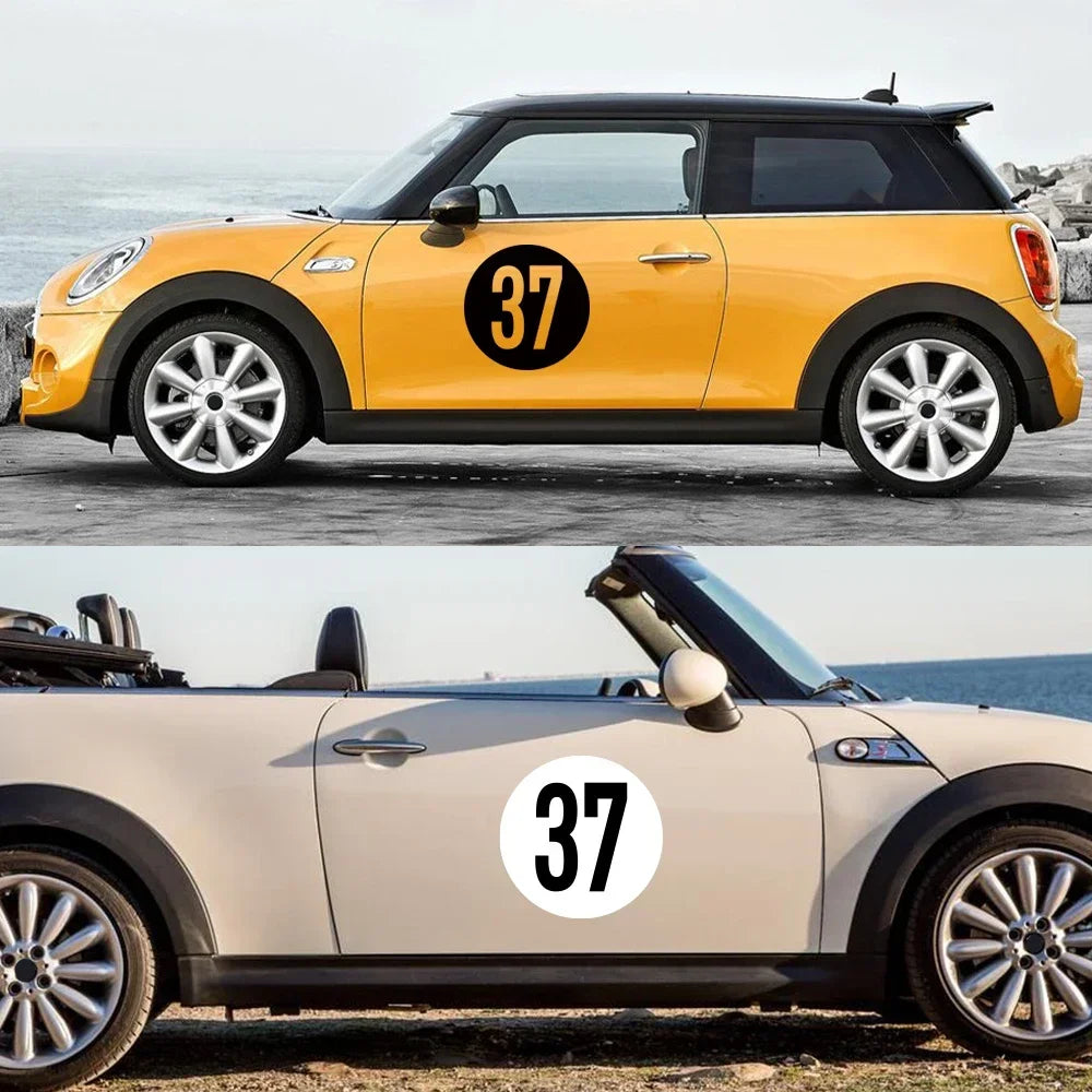 Car Door Side Number 37 Racing Decal – Compatible with MINI Cooper Countryman, Clubman, F55 F56 F60 R55 R56 R60 R61