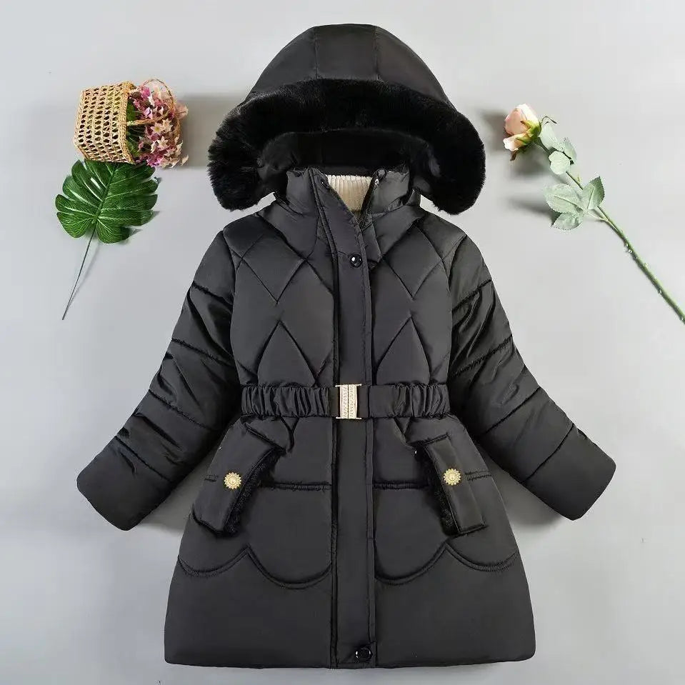 Girls' Hooded Winter Coat with Belt - Plush Lined Heavy Jacket - photo 10