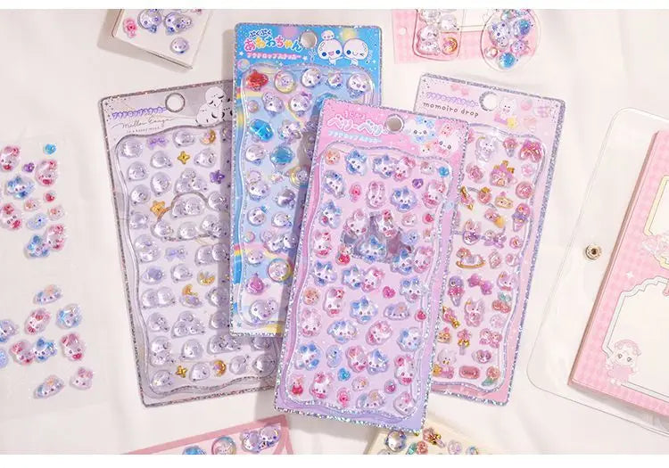 Original Cartoon Water Drop 3D Relief Stickers Cute Refrigerator Sticker Girl's Handbooks Decoration Creativity Reward Toy Gift