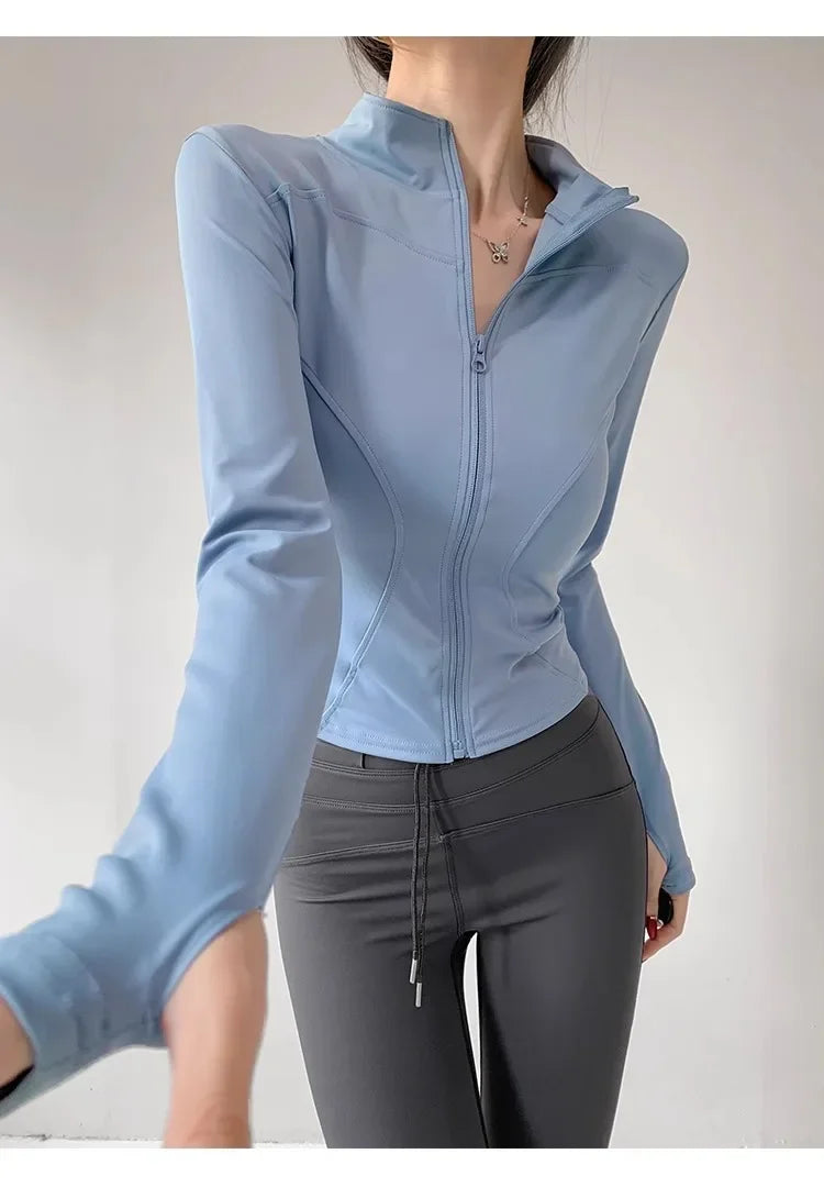 Women's Quick-Dry Yoga Jacket, Slim Zip-Up