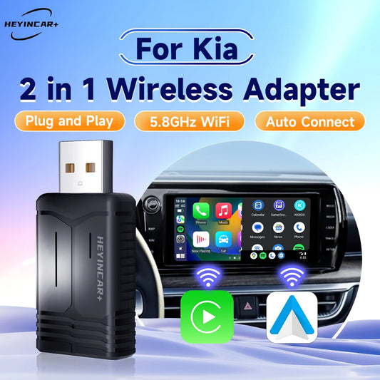 HEYINCAR Wireless CarPlay Dongle & Android Auto Adapter — Smart AI Box for Wired-CarPlay Cars