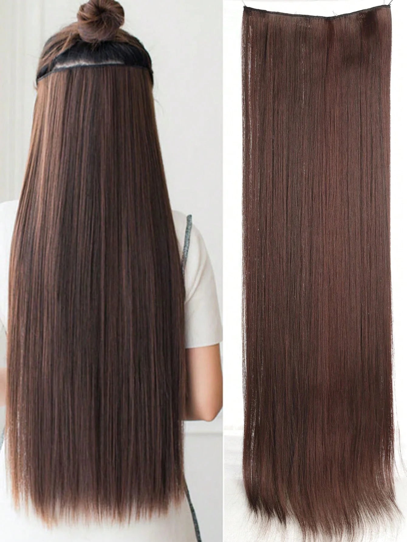 24inch/32 inch/40 inch Long Straight Synthetic Hairpieces Clip In Hair Extensions Black Natural Hair Piece for Women