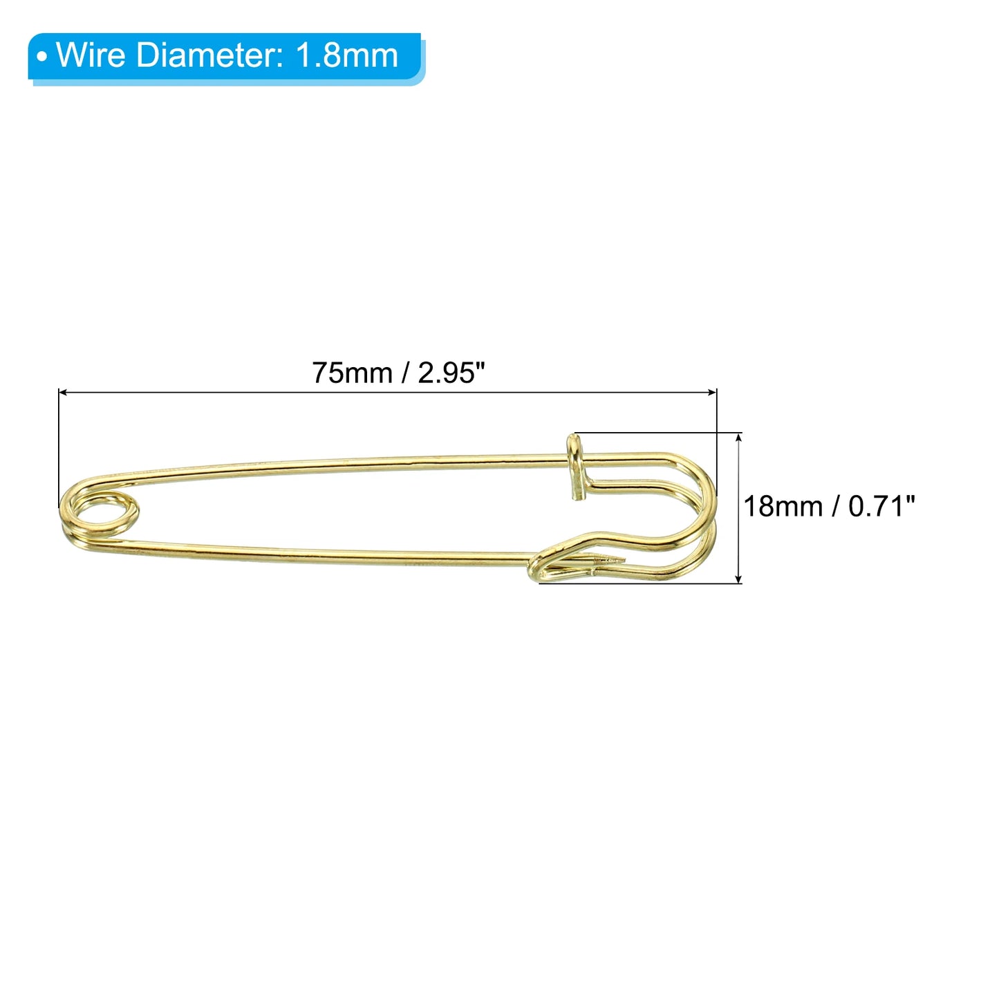 Safety Pins 2.95 Inch Large Metal Sewing Pins for Blankets Skirts Crafts Brooch Making 20Pcs