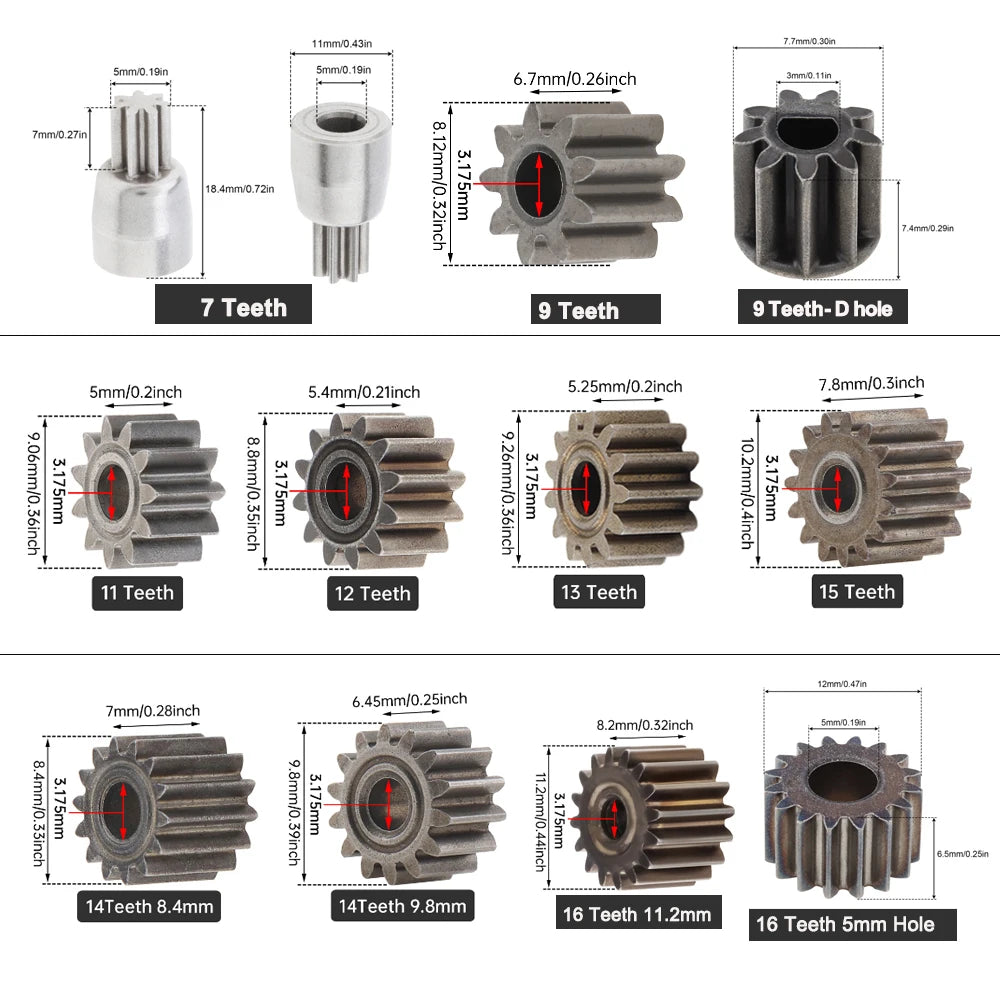 1pc Gear 7/ 9/11/12/13/14/15/16 Teeth Metal Gear for RS550/775/795/755 DC Motor For Fan Home Tool Toy