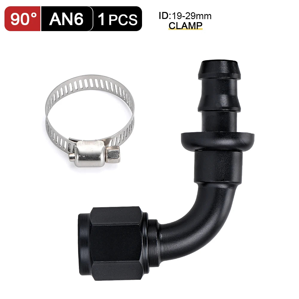 Universal AN6 AN8 AN10 Push-on Hose End Fittings Fuel Oil Cooler Hose Fitting 0 45 90 180 Degree Reusable Connection Adapter