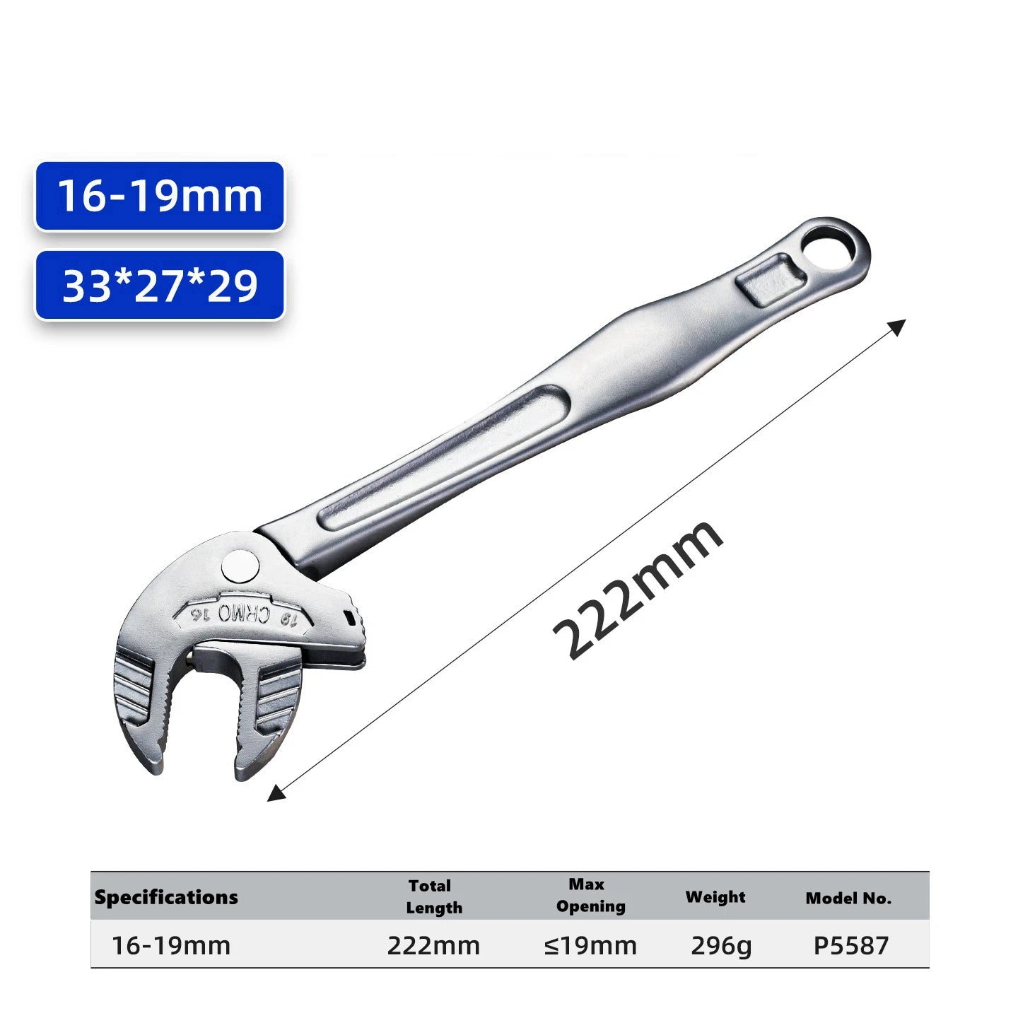 Self-Locking Spring Ratchet Wrench Heavy-Duty Industrial Crab Claw Wrench Adjustable Wide Jaw for Automotive Pipe Manufacturing