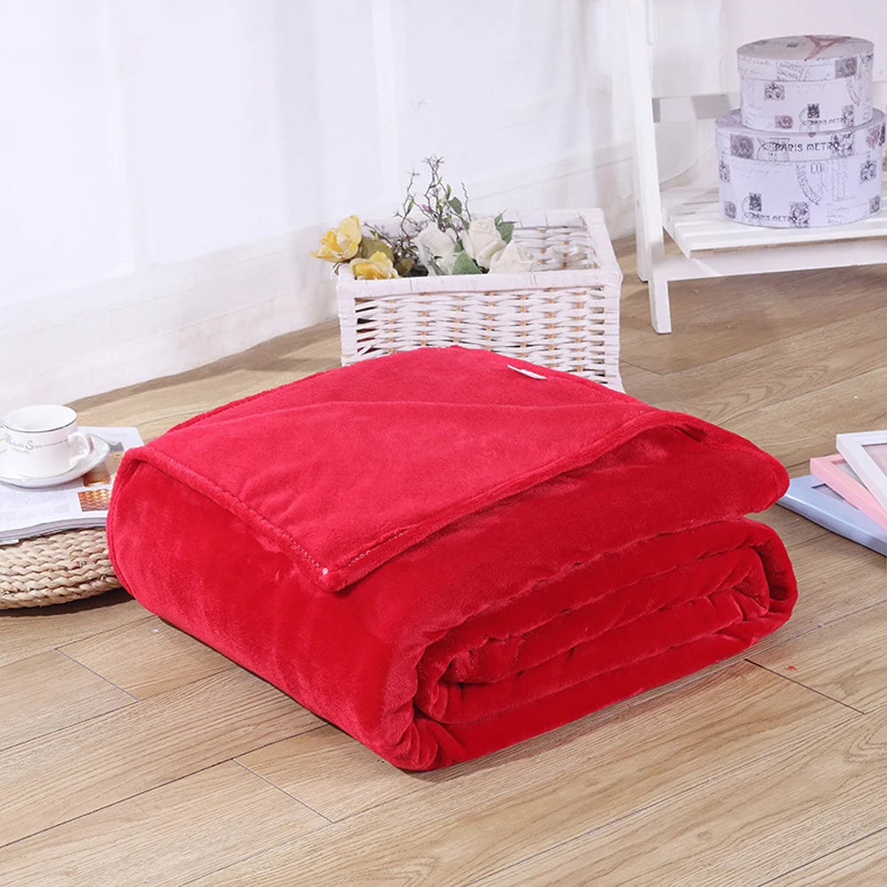 Red Flannel Fleece Throw Blanket - 70x100cm Warm Winter Bed Blanket - photo 3