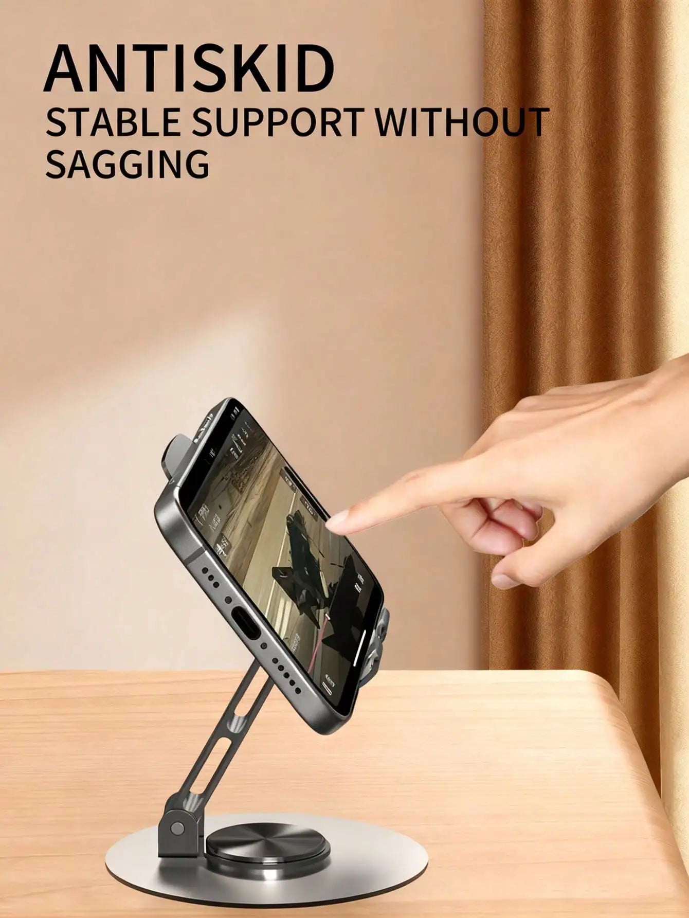 Adjustable & Foldable Ergonomic Polycarbonate Phone Stand, Suitable For Daily Office Use, Sturdy & Portable, Multi-Angle Viewing