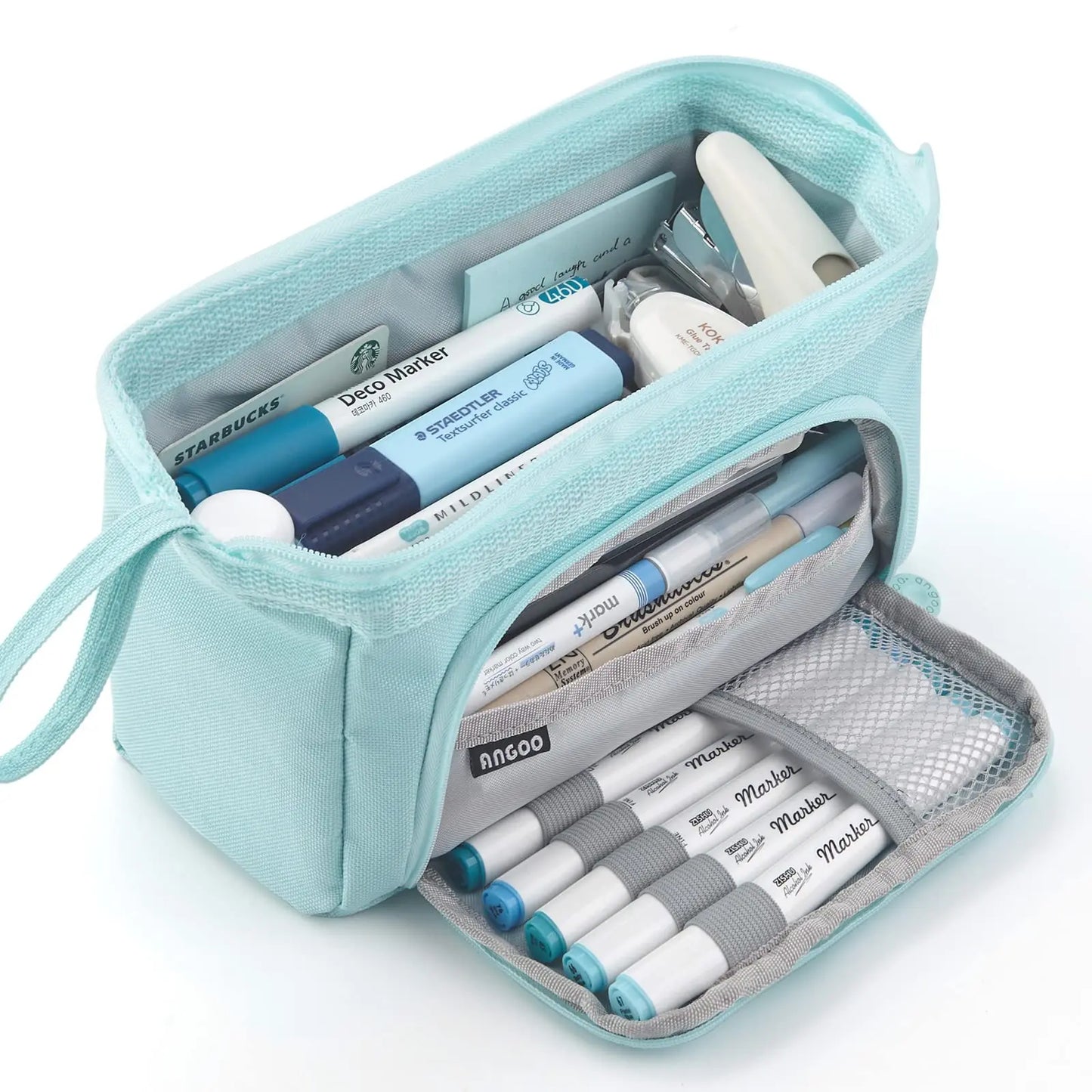 Kawaii Large Capacity Pencil Case Durable Canvas for Student Stationery Double-deck Pen Pouch Storage Bags School Supplies