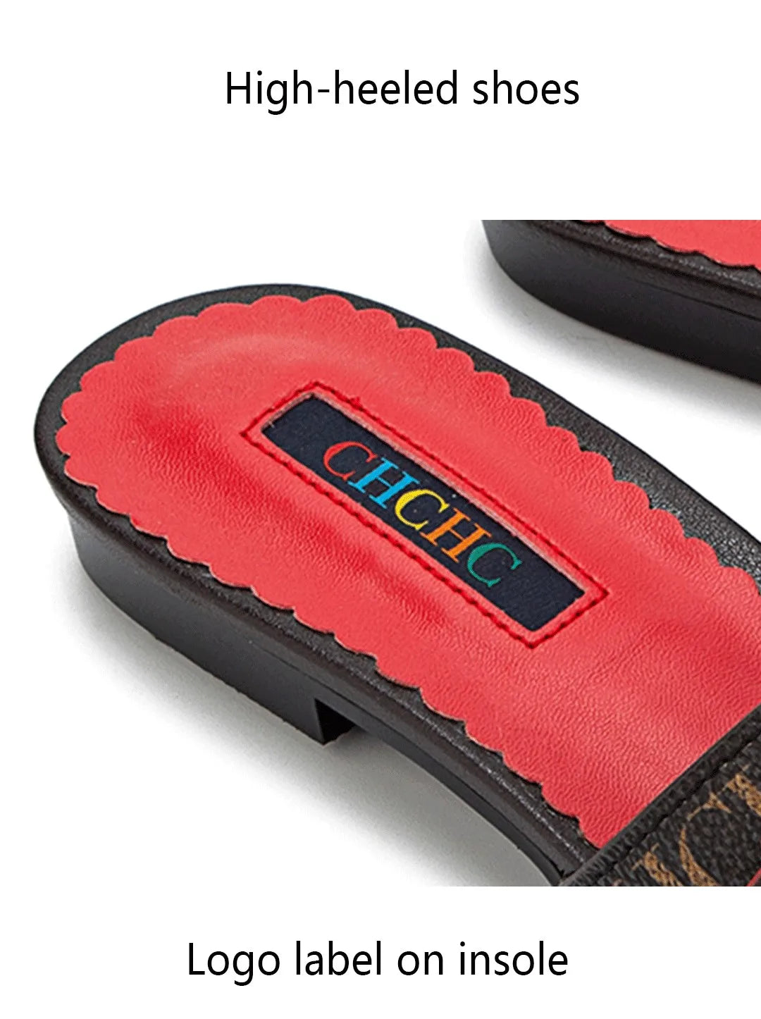 CH High Quality Metal Lock Monogram Print Women's Low Heeled Slippers Delicate and Versatile Women's Fashion Slippers