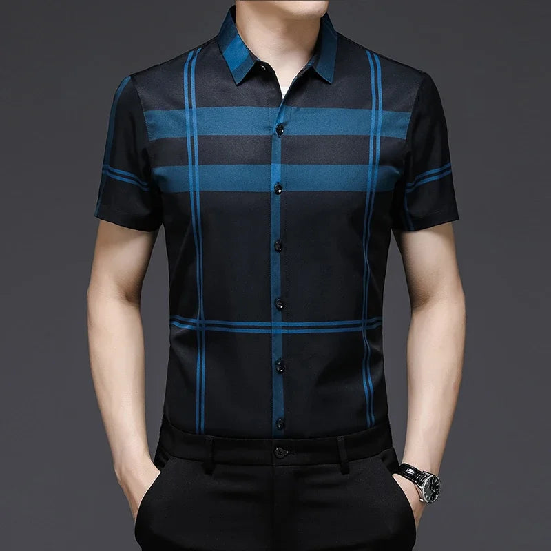Men's Printed Short-Sleeve Shirt - Wrinkle-Resistant No-Iron Casual