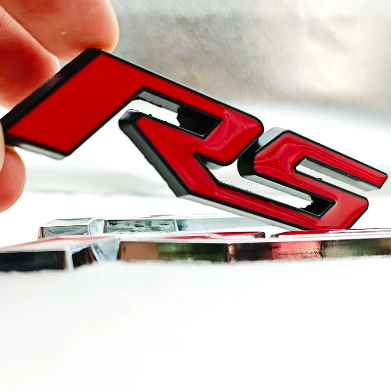 3D Metal RS Logo Sticker Front Grill Emblem Rear Trunk Badge For Chevrolet Onix Blazer lumina Camaro Cruze Monza Car Accessories