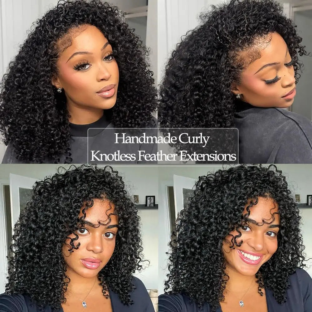Color Brown Burmese Water Wave Braiding Hair Knotless Pre-Separated Deep Curly Feather Crochet Human Hair Extensions Invisible