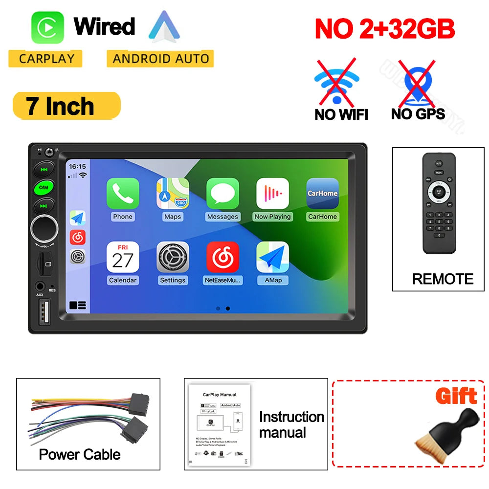 Universal 2-DIN Android 13 Car Stereo (7"/9"/10", 64GB) — CarPlay, Android Auto, GPS, WiFi