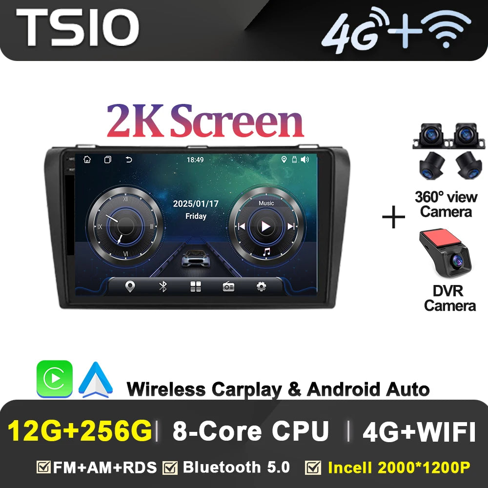 8-Core Android Car Stereo for Mazda 3 (2004–2009) — CarPlay, Android Auto, GPS, 2-DIN, WiFi