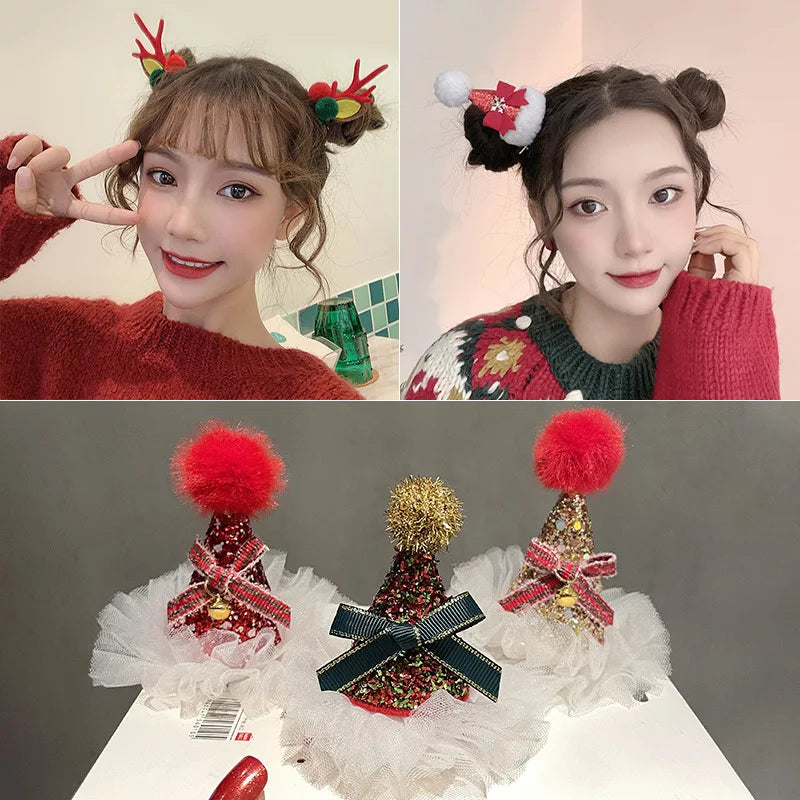 2026 Christmas Hair Clips Kawaii Christmas Headbands Hair Accessories Deer Ear Hairpin for Girl Photograph Prop Xmas Party Decor