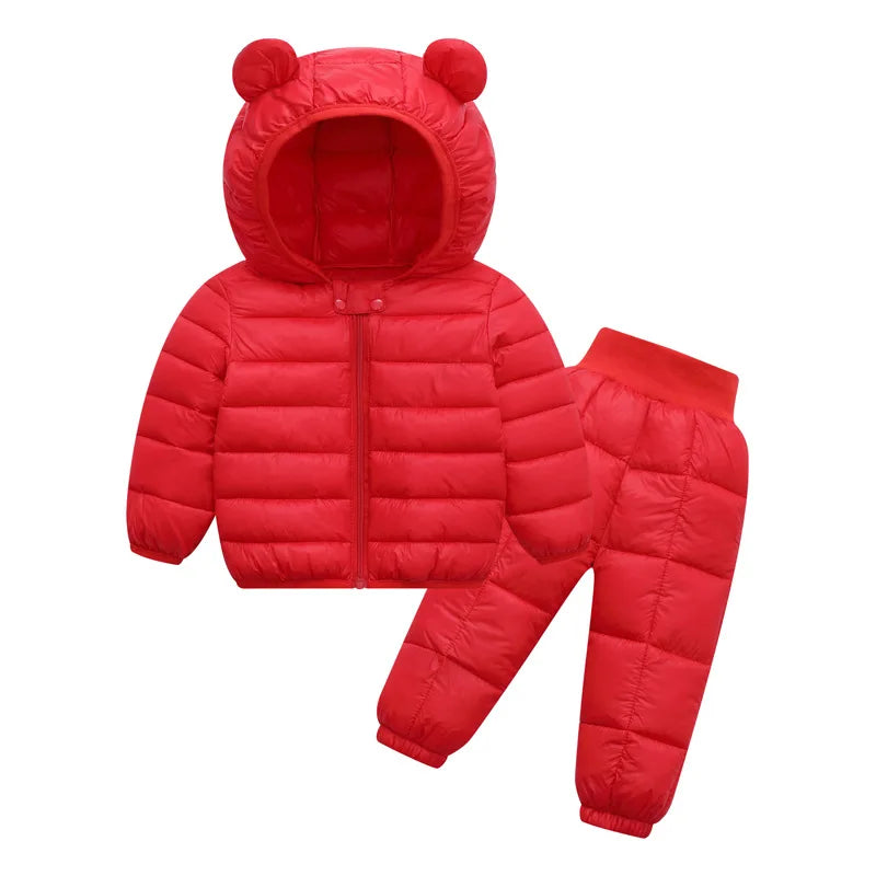 Kids Hooded Puffer Jacket and Pants Snowsuit - 2-Piece Winter Set - photo 9