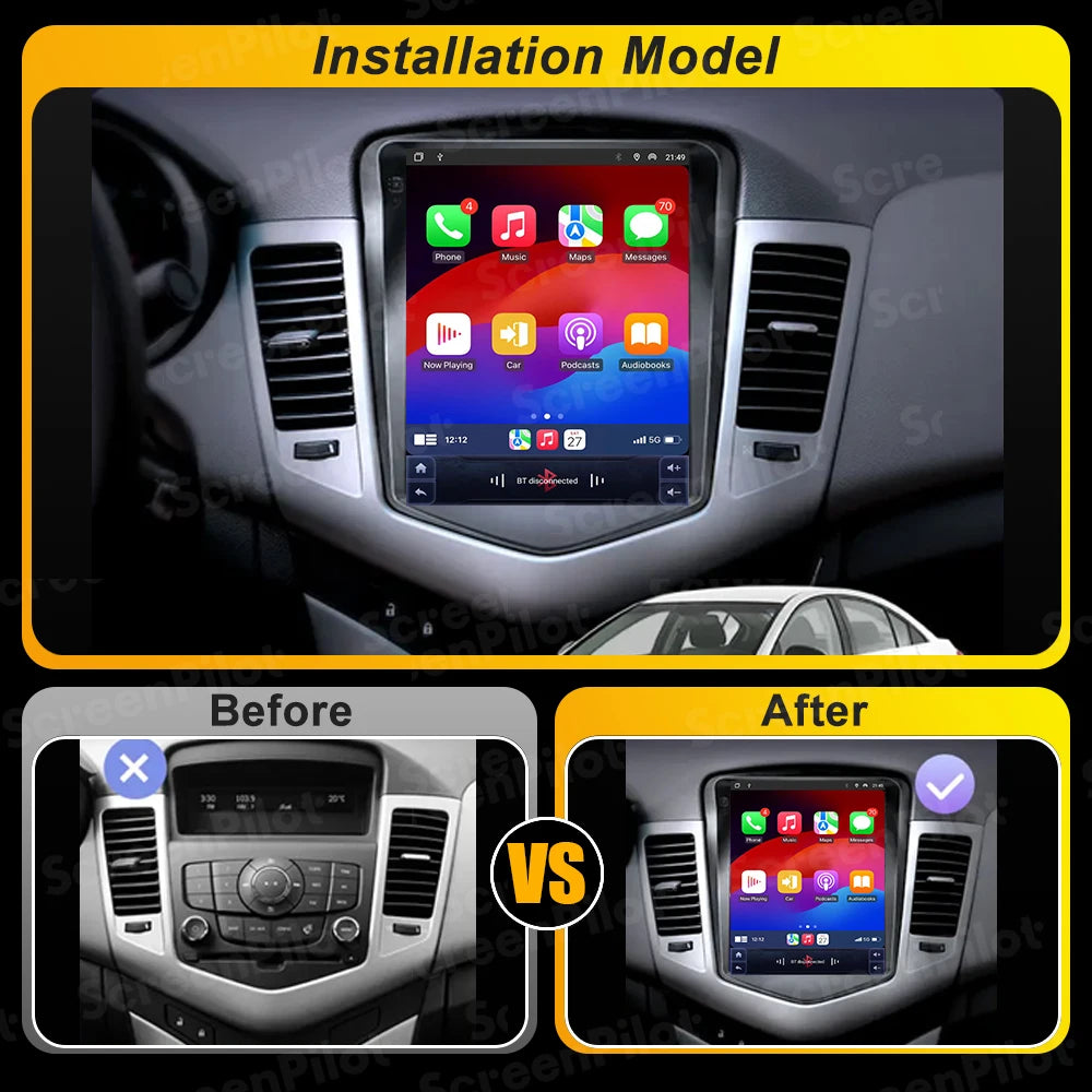 For Chevrolet Cruze J300 2008 - 2012 Android 16 Multimedia Video Player GPS Navigation Wireless Android Auto Touch Screen RDS